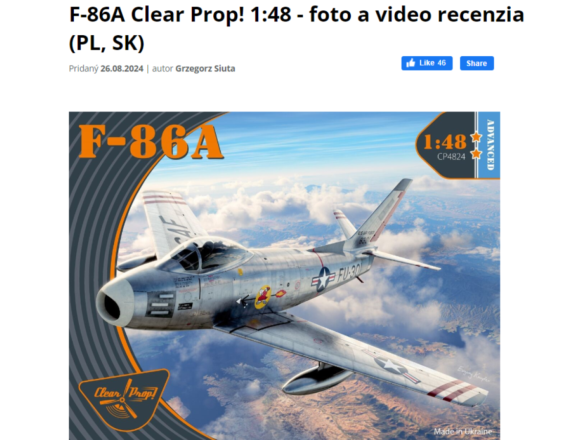 1/48 F-86A review from Eastmodels.sk