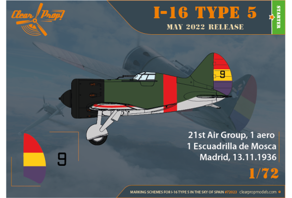 Shop 1/72 I-16 TYPE 5 (in the sky of Spain) Scale Plastic Models and Accessories. Resin Parts. Clear Prop Models Online Store