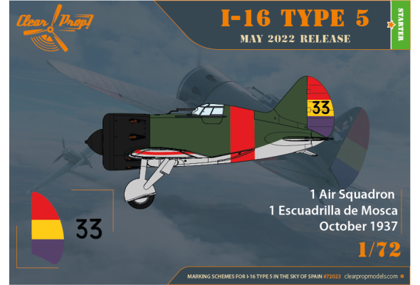 Shop 1/72 I-16 TYPE 5 (in the sky of Spain) Scale Plastic Models and Accessories. Resin Parts. Clear Prop Models Online Store