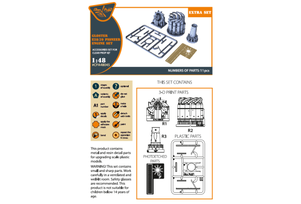Shop 1/48 Gloster E28/39 Pioneer engine set for CP4823 kit Scale Plastic Models and Accessories. Resin Parts. Clear Prop Models Online Store