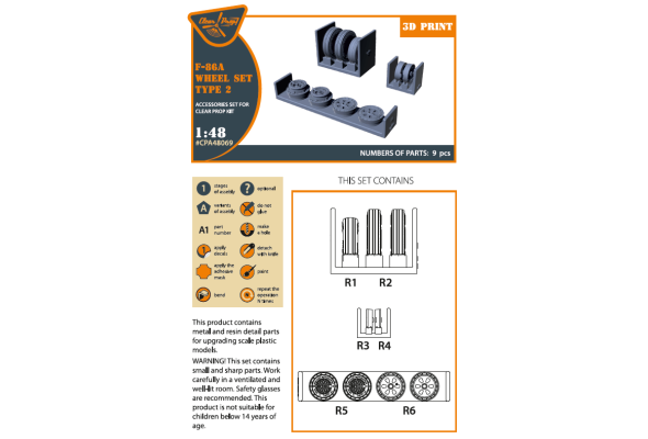 Shop 1/48 F-86A wheel set type 2 for CP kits Scale Plastic Models and Accessories. Resin Parts. Clear Prop Models Online Store