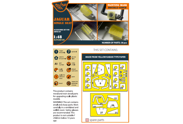 Shop 1/48 SEPECAT Jaguar Single seat double-sided painting mask on "yellow kabuki paper" for Airfix kit Scale Plastic Models and Accessories. Resin Parts. Clear Prop Models Online Store