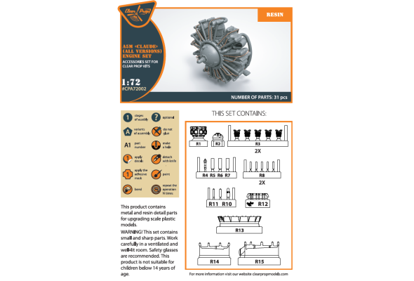 Shop 1/72 A5M Claude (all versions) resin engine set Scale Plastic Models and Accessories. Resin Parts. Clear Prop Models Online Store