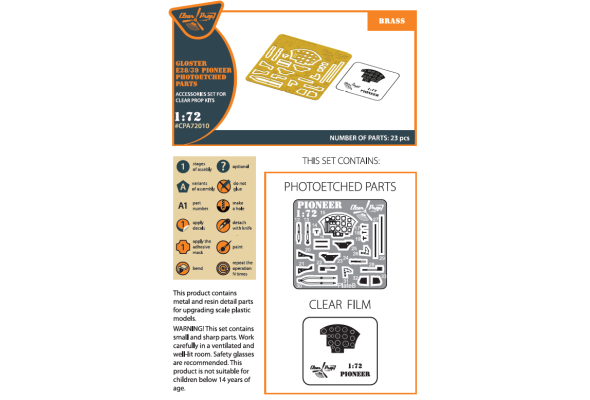 Shop 1/72 Gloster E28/39 Pioneer PE parts interior Scale Plastic Models and Accessories. Resin Parts. Clear Prop Models Online Store