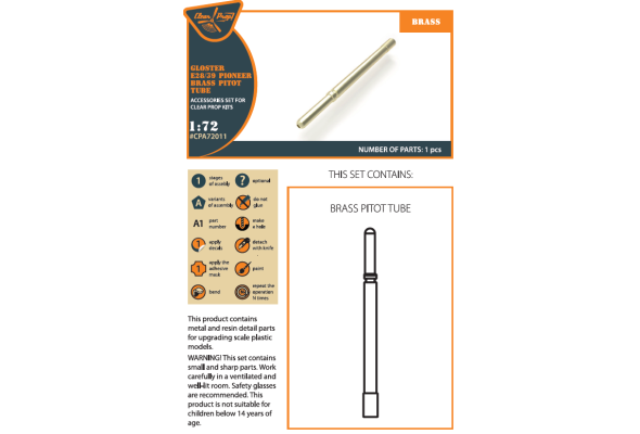 Shop 1/72 Gloster E28/39 Pioneer brass pitot tube Scale Plastic Models and Accessories. Resin Parts. Clear Prop Models Online Store