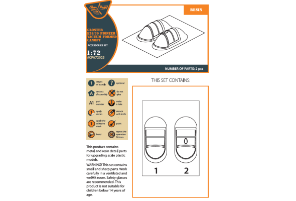 Shop 1/72 Gloster E28/39 Pioneer vacuum formed canopy Scale Plastic Models and Accessories. Resin Parts. Clear Prop Models Online Store