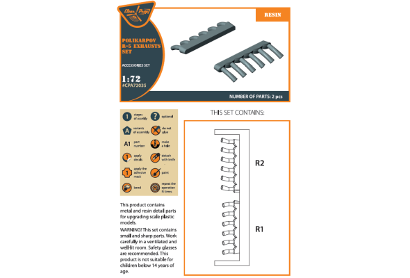 Shop 1/72 Polikarpov R-5 resin exhausts Scale Plastic Models and Accessories. Resin Parts. Clear Prop Models Online Store