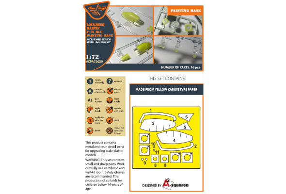 Shop 1/72 F-16 single seater for REVELL kit painting mask "yellow kabuki paper" Scale Plastic Models and Accessories. Resin Parts. Clear Prop Models Online Store