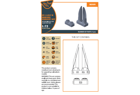 Shop 1/72 OV-1 A/B/C/D Mohawk exhaust set for CP kit Scale Plastic Models and Accessories. Resin Parts. Clear Prop Models Online Store