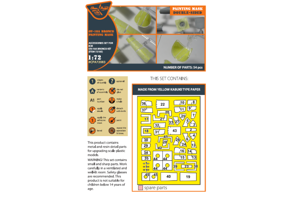 Shop 1/72 OV-10 A/D Bronko double-sided painting mask on "yellow kabuki paper" for ICM kits Scale Plastic Models and Accessories. Resin Parts. Clear Prop Models Online Store