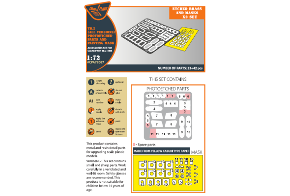 Shop 1/72 TB.2 PE parts and painting mask x2 set for CP kits Scale Plastic Models and Accessories. Resin Parts. Clear Prop Models Online Store