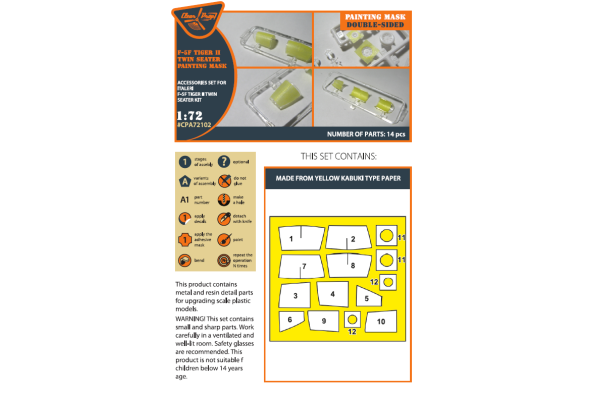 Shop 1/72 F-5F Tiger II painting mask on "yellow kabuki paper" for Italeri kits Scale Plastic Models and Accessories. Resin Parts. Clear Prop Models Online Store