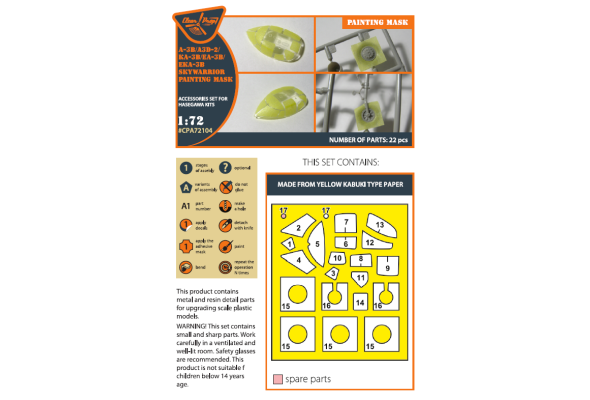 Shop 1/72 A-3B painting mask on "yellow kabuki paper" for Hasegawa kits Scale Plastic Models and Accessories. Resin Parts. Clear Prop Models Online Store