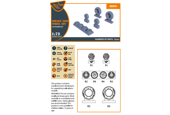 Shop 1/72 Mirage-2000 wheel set Scale Plastic Models and Accessories. Resin Parts. Clear Prop Models Online Store