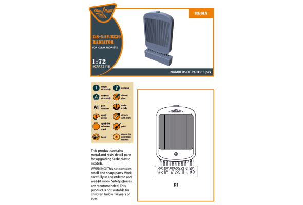 Shop 1/72 ZiS-5/5V/BZ39 Radiator for CP kits Scale Plastic Models and Accessories. Resin Parts. Clear Prop Models Online Store
