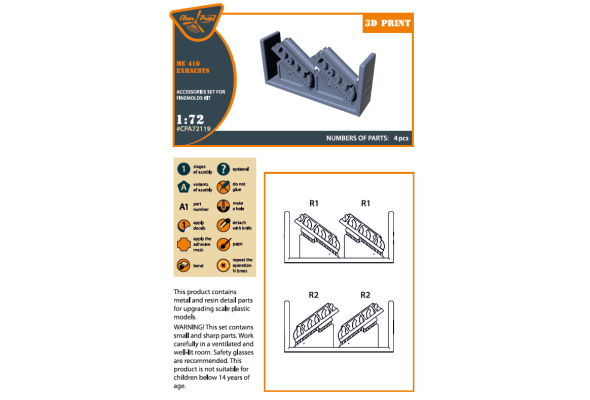 Shop 1/72 Me-410 B-1/U2/U4/R4 exhausts for Finemolds kits Scale Plastic Models and Accessories. Resin Parts. Clear Prop Models Online Store