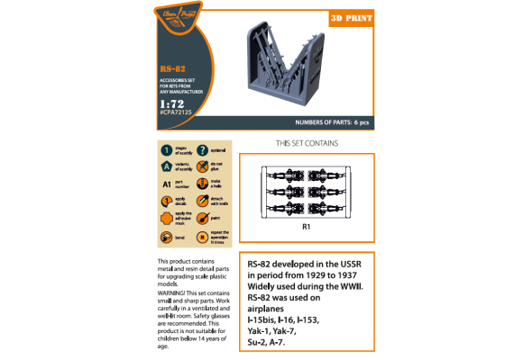 Shop 1/72 RS-82 used on the following airplanes: I-15bis, I-16, I-153, Yak-1, Yak-7, Su-2, A-7 Scale Plastic Models and Accessories. Resin Parts. Clear Prop Models Online Store