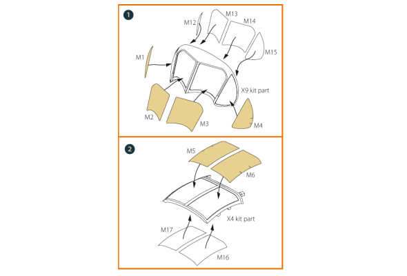 Shop 1/72 OV-1B Mohawk "Pilot School" painting mask on "yellow kabuki paper" for CP kit CP72038 Scale Plastic Models and Accessories. Resin Parts. Clear Prop Models Online Store