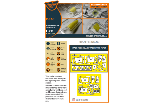 Shop 1/72 F-15C painting mask on "yellow kabuki paper" for Finemolds kits Scale Plastic Models and Accessories. Resin Parts. Clear Prop Models Online Store