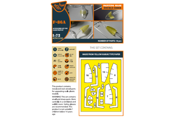 Shop 1/72 F-86A double-sided painting mask on "yellow kabuki paper" for CP kits Scale Plastic Models and Accessories. Resin Parts. Clear Prop Models Online Store