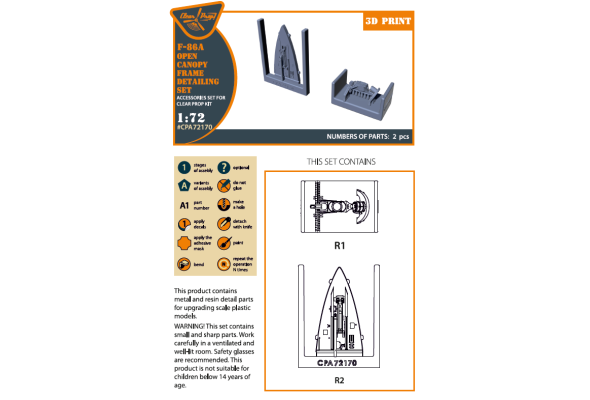 Shop 1/72 F-86A Open canopy frame detailing set for CP kits Scale Plastic Models and Accessories. Resin Parts. Clear Prop Models Online Store