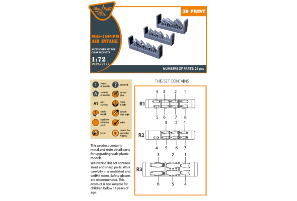 Shop 1/72 MiG-19P/PM Air intake for CP kits Scale Plastic Models and Accessories. Resin Parts. Clear Prop Models Online Store
