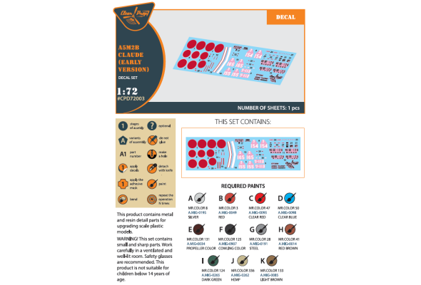 Shop 1/72 A5M2b Claude (early version) decal set Scale Plastic Models and Accessories. Resin Parts. Clear Prop Models Online Store