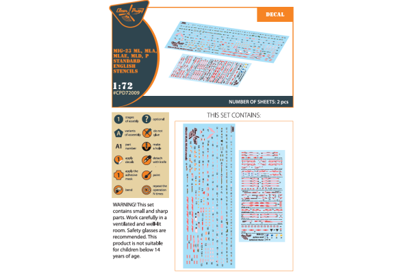 Shop 1/72 MiG-23ML, MLA, MLD, P, MLAE standard english stencils for CP kits and other Scale Plastic Models and Accessories. Resin Parts. Clear Prop Models Online Store