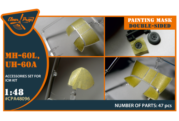 Shop 1/48 UH-60A, MH-60L double-sided painting mask on "yellow kabuki paper" for ICM kit Scale Plastic Models and Accessories. Resin Parts. Clear Prop Models Online Store
