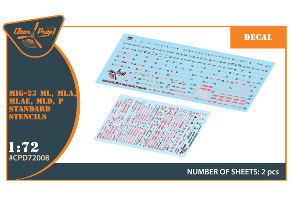 Shop 1/72 MiG-23ML, MLA, MLD, P, MLAE standard stencils for CP kits and other Scale Plastic Models and Accessories. Resin Parts. Clear Prop Models Online Store