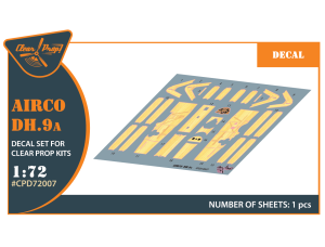 Shop 1/72 Airco DH.9a decal set for CP kits Scale Plastic Models and Accessories. Resin Parts. Clear Prop Models Online Store