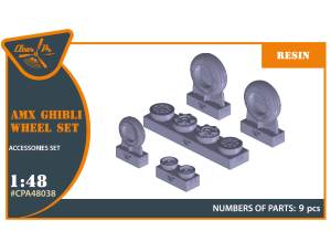 Shop 1/48 AMX Ghibli wheel set Scale Plastic Models and Accessories. Resin Parts. Clear Prop Models Online Store