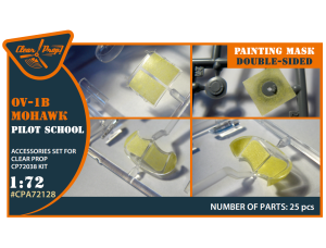 Shop 1/72 OV-1B Mohawk "Pilot School" painting mask on "yellow kabuki paper" for CP kit CP72038 Scale Plastic Models and Accessories. Resin Parts. Clear Prop Models Online Store