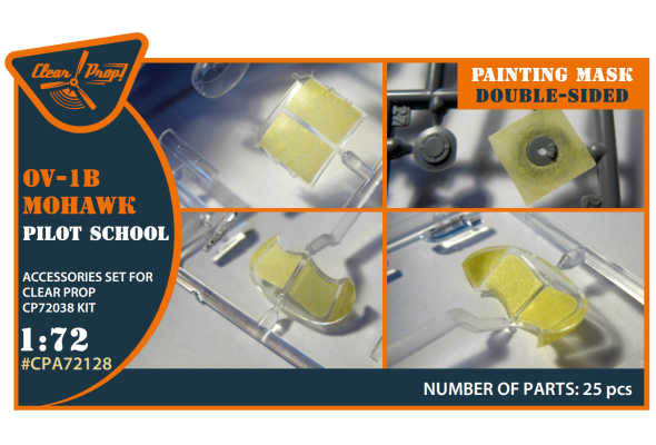 Shop 1/72 OV-1B Mohawk "Pilot School" painting mask on "yellow kabuki paper" for CP kit CP72038 Scale Plastic Models and Accessories. Resin Parts. Clear Prop Models Online Store