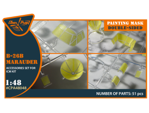 Shop 1/48 B-26B Marauder double-sided painting mask on "yellow kabuki paper" for ICM kit Scale Plastic Models and Accessories. Resin Parts. Clear Prop Models Online Store