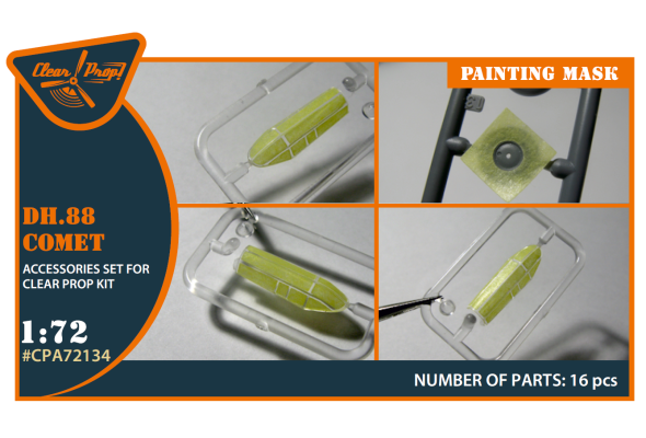 Shop 1/72 DH.88 Comet painting mask on "yellow kabuki paper" for CP kits Scale Plastic Models and Accessories. Resin Parts. Clear Prop Models Online Store