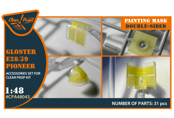 Shop 1/48 Gloster E28/39 Pioneer double-sided mask on "yellow kabuki paper" for CP4823 Scale Plastic Models and Accessories. Resin Parts. Clear Prop Models Online Store
