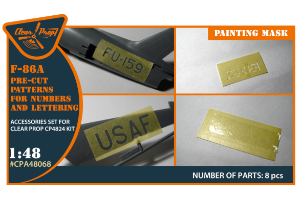 Shop 1/48 F-86A pre-cut patterns for numbers and letteringpainting mask on "yellow kabuki paper" for CP4824 kit Scale Plastic Models and Accessories. Resin Parts. Clear Prop Models Online Store