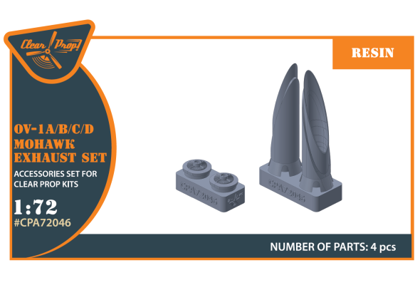 Shop 1/72 OV-1 A/B/C/D Mohawk exhaust set for CP kit Scale Plastic Models and Accessories. Resin Parts. Clear Prop Models Online Store