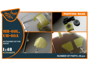 Shop 1/48 UH-60A, MH-60L painting mask on "yellow kabuki paper" for ICM kit Scale Plastic Models and Accessories. Resin Parts. Clear Prop Models Online Store
