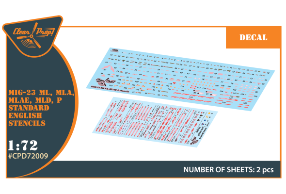 Shop 1/72 MiG-23ML, MLA, MLD, P, MLAE standard english stencils for CP kits and other Scale Plastic Models and Accessories. Resin Parts. Clear Prop Models Online Store