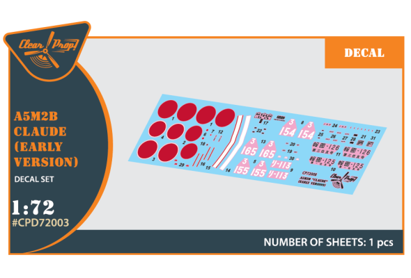 Shop 1/72 A5M2b Claude (early version) decal set Scale Plastic Models and Accessories. Resin Parts. Clear Prop Models Online Store