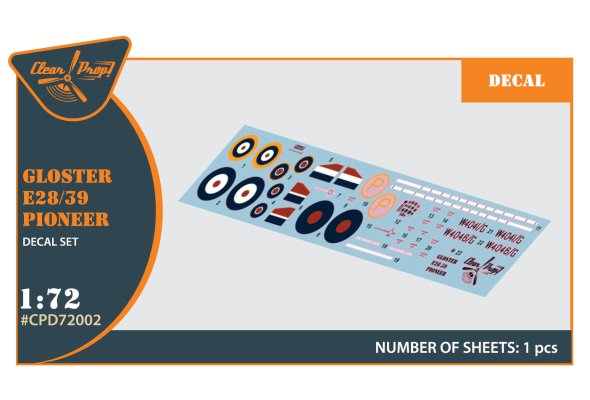 Shop 1/72 Gloster E28/39 Pioneer decal set Scale Plastic Models and Accessories. Resin Parts. Clear Prop Models Online Store